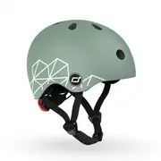 Casca De Protectie Pentru Copii, Sistem De Reglare Magnetic Cu Led, Xxs-s, 45-51 Cm, 1 An+, Green Lines, Scoot  Ride Pjb96562