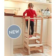 Inaltator Learning Tower Ajustabil, Ajutor De Bucatarie Meowbaby  , Lemn Natur Pjbkh01002