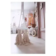 Leagan Copii Babysteps   Woodswing, Lemn, Spuma  Velvet Ecru Premium, Design Scandinav, Pana La 100 Kg Pjbc53113