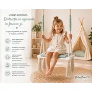 Leagan Copii Babysteps   Woodswing, Lemn, Spuma  Velvet Mint Premium, Design Scandinav, Pana La 100 Kg Pjbc577-3418
