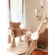 Leagan Pentru Copii Si Bebelusi, Catifea Velvet, Perna Detasabila Ursulet Teddy Bej Pjbc572