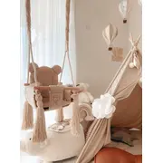 Leagan Pentru Copii Si Bebelusi, Catifea Velvet, Perna Detasabila Ursulet Teddy Bej Pjbc572