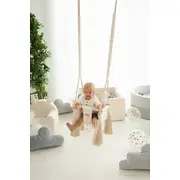 Leagan Pentru Copii Si Bebelusi, Catifea Velvet, Perna Detasabila Ursulet Teddy Bej Pjbc572