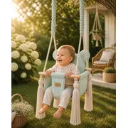 Leagan Pentru Copii Si Bebelusi, Catifea Velvet, Perna Detasabila Ursulet Teddy Mint Pjb2426-8070
