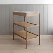Masa De Infasat Pentru Bebelusi Din Lemn Masiv ,   Woodies Classic Changer, Vintage 76x44x86 Cm, Cu 2 Rafturi Inalte + Saltea Din Spuma Cu Husa Din Bumbac Pjb1992+311180