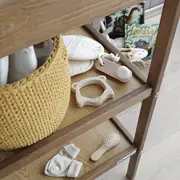 Masa De Infasat Pentru Bebelusi Din Lemn Masiv ,   Woodies Classic Changer, Vintage 76x44x86 Cm, Cu 2 Rafturi Inalte + Saltea Din Spuma Cu Husa Din Bumbac Pjb1992+311180