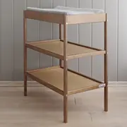 Masa De Infasat Pentru Bebelusi Din Lemn Masiv ,   Woodies Classic Changer, Vintage 76x44x86 Cm, Cu 2 Rafturi Inalte + Saltea Din Spuma Cu Husa Din Bumbac Pjb1992+311180