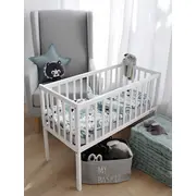 Patut Mic, Co-sleeping Din Lemn, Classic Alb 90 X 40 Cm Pjbbedside_alb