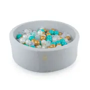 Piscina Uscata Cu 250 De Bile (alb Perlat, Transparent, Auriu, Turcoaz) Meowbaby  , Dreams, 90x30 Cm, Gri Deschis Pjbb001010