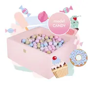 Piscina Uscata Cu 300 De Bile (babyblue, Bej, Alb Perlat, Roz Pastel) Meowbaby  , Candy, 90x90x40 Cm, Roz Pjbzkcandy001