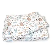 Set Lenjerie Din Bumbac Cu Protectie Laterala Pentru Pat Bebe 120 X 60 Cm, Iepuras Blue, Amy Pjb69679