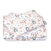 Set Lenjerie Din Bumbac Cu Protectie Laterala Pentru Pat Bebe 120 X 60 Cm, Iepuras Roz, Amy Pjb69680