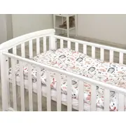 Set Lenjerie Din Bumbac Cu Protectie Laterala Pentru Pat Bebe 120 X 60 Cm, Iepuras Roz, Amy Pjb69680