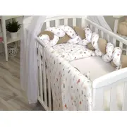 Aparatoare Laterala Pat Bumper Impletit, Inchidere Velcro, Bumbac Comori Din Natura, Bej 180x21 Cm Pjb85333