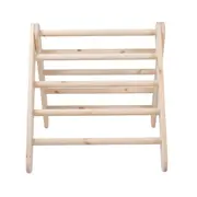 Casuta Tip Cort Pentru Copii Cu O Scara De 60x61 Cm, Pliabila, Lemn Natur, Viscoza Alb Roz, Montessori Meowbaby Pjbddwt003rie