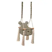 Leagan Pentru Copii Si Bebelusi, Catifea Velvet, Perna Detasabila Ursulet Teddy Vintage Beige Pjb202401
