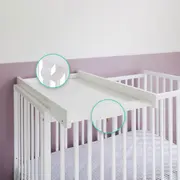 Masa De Infasat Din Lemn, Atasabila La Patut Bebe 120x60 Si 140x70 Cm, Alb, 86 X 51 X 7 Cm, Inclus Saltea Din Spuma, Husa Detasabila Bumbac, Woodies, 40 X 70 Cm Pjbctc_alb+311180