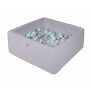 Piscina Uscata Cu 200 De Bile (alb Perlat, Gri, Transparent, Mint, Baby Blue) Meowbaby  , 90x90x40 Cm, Gri Pjbmek052