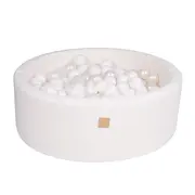 Piscina Uscata Cu 250 De Bile (alb) Meowbaby  , Tesatura Bucle, 90x30 Cm, Teddy Alb Pjbbou03003