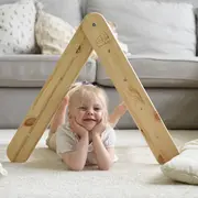 Scara Din Lemn Pentru Copii - Triunghi De Catarare Tip Pikler Montessori, Natural, Meowbaby Pjbwtd003