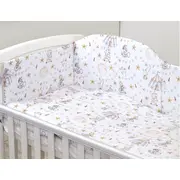 Set Lenjerie Din Bumbac Cu Protectie Laterala Pentru Pat Bebe 120 X 60 Cm, Circ Blue, Amy Pjb84774
