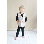 Vesta Pentru Copii, Reversibila, Dublat, Muselina Carouri Bej Si Tesatura Bucle Crem, Teddy By Babyly, 92 98, 1-3 Ani Pjb4196051
