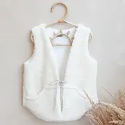 Vesta Pentru Fetita, Reversibila, Dublat, Bumbac Brodat Ecru Si Tesatura Bucle Crem, Teddy By Babyly, 104 110, 3-5 Ani Pjb4196068