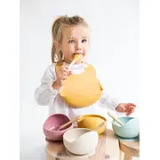 Bol Anti-alunecare Din Silicon Alimentar Si Lingurita, Set De 2 Piese Pentru Diversificare, Rose Pjb173938