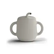 Cana De Antrenament, Cu Pai Flexibil, Din Silicon, Fara Bpa, Bps, Pvc Si Ftalati  2in1, 250 Ml, Cream Pjbcap_c