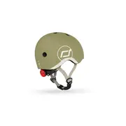 Casca De Protectie Pentru Copii, Sistem De Reglare Magnetic Cu Led, Xxs-s, 45-51 Cm, 1 An+, Olive, Scoot  Ride Pjb007