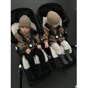 Insert Husa Carucior Sport Cu 2 Fete, Tesatura Teddy Crem Si In Gri Deschis Pjb41901