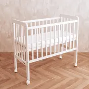 Patut Bebe Din Lemn Masiv, Patut Lateral Cu Inaltime Reglabila A Saltelei, Bedside Alb, 90 X 40 Cm Pjbscw