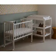 Patut Bebe Din Lemn Masiv, Patut Lateral Cu Inaltime Reglabila A Saltelei, Bedside Alb, 90 X 40 Cm Pjbscw