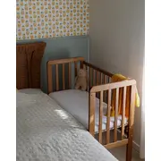 Patut Bebe Din Lemn Masiv, Patut Lateral Cu Inaltime Reglabila A Saltelei, Bedside Vintage, 90 X 40 Cm Pjbscv