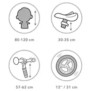 Bicicleta De Echilibru Fara Pedale Pentru Copii, Kidwell Rebel Gray, 2.64 Kg, Roti Eva 28 Cm, Reglabila, 80,  120 Cm, Max. 30 Kg Pjbrobireb15a0