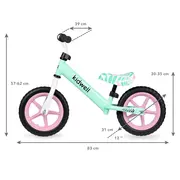Bicicleta De Echilibru Fara Pedale Pentru Copii, Kidwell Rebel Mint, 2.64 Kg, Roti Eva 28 Cm, Reglabila, 80,  120 Cm, Max. 30 Kg Pjbrobirel02a0
