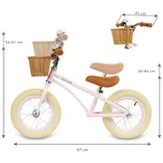 Bicicleta De Echilibru Fara Pedale Pentru Copii, Kidwell Retro Classy Pink, Stil Retro, Sonerie Si Cos, 3.9 Kg, Roti 12,  , Sa Reglabila 36-46 Cm, Max. 35 Kg Pjbrobicla02a0