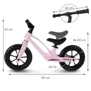 Bicicleta De Echilibru Fara Pedale Pentru Copii, Kidwell Vito Pink , Cadru Magneziu, 2.8 Kg, Roti Eva 28 Cm, Reglabila, 80,  120 Cm, Max. 30 Kg Pjbrobivit04a0