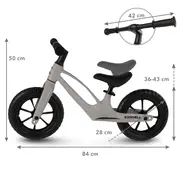 Bicicleta De Echilibru Fara Pedale Pentru Copii, Kidwell Vito Taupe, Cadru Magneziu, 2.8 Kg, Roti Eva 28 Cm, Reglabila, 80,  120 Cm, Max. 30 Kg Pjbrobivit03a0