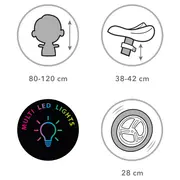 Bicicleta De Echilibru Fara Pedale Pentru Copii, Sa Reglabila, Cu Lumini Led, Roti Eva, 2 Ani+, Suno Black White, Kidwell Pjbrobisun02a0