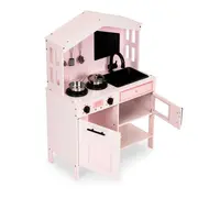 Bucatarie Din Lemn Pentru Copii Cu Cuptor, Plita, Microunde Si Accesorii Pjbmwokn049