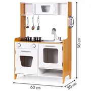 Bucatarie Din Lemn Pentru Copii Cu Lumini, Sunete Si Accesorii Metalice Pjbmwokn0117