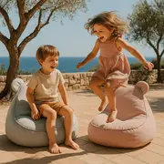 Puf Premium Copii Meowbaby   Outzy Teddy ,   Bean Bag Indoor  Outdoor Cu Urechi Teddy Pentru Relaxare Si Joaca Pjbmopusbt70