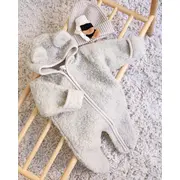 Salopeta Din Lana Merinos Pentru Bebelusi ,   Gray  Caldura Naturala , Zursulet De Plus,   0-6 Luni Pjbc9967