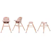 Scaun De Masa 4in1 Pentru Bebelusi Si Copii, Eatan Wood, Inaltime Ajustabila, Varsta 0-15 Kg, Centura De Siguranta In 5 Puncte, Depozitare, Roz Pjbkrwyeat01a0
