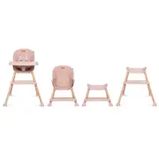 Scaun De Masa 4in1 Pentru Bebelusi Si Copii, Eatan Wood, Inaltime Ajustabila, Varsta 0-15 Kg, Centura De Siguranta In 5 Puncte, Depozitare, Roz Pjbkrwyeat01a0