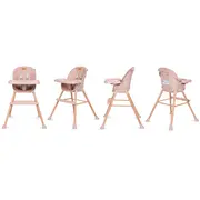 Scaun De Masa 4in1 Pentru Bebelusi Si Copii, Eatan Wood, Inaltime Ajustabila, Varsta 0-15 Kg, Centura De Siguranta In 5 Puncte, Depozitare, Roz Pjbkrwyeat01a0