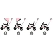 Tricicleta Pentru Copii Kidwell Axel Gri Cu Sezut Rotativ, Roti Din Spuma Eva, Suport Pentru Picioare, Control Parental, Suport Pentru Pahar, Centura De Siguranta, Greutate Admisa 25 Kg, Roz Pjbrotraxe01a0
