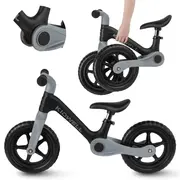 Bicicleta De Echilibru Fara Pedale Pentru Copii, Pliabila, Kidwell Flex Black, Ultra Usoara 2.9 Kg, Roti Eva 29 Cm, Reglabila, 80,  120 Cm, Max. 30 Kg Pjbrobifle01a1