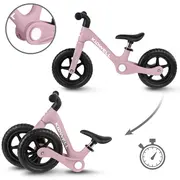 Bicicleta De Echilibru Fara Pedale Pentru Copii, Pliabila, Kidwell Flex Pink, Ultra Usoara 2.9 Kg, Roti Eva 29 Cm, Reglabila, 80,  120 Cm, Max. 30 Kg Pjbrobifle02a1